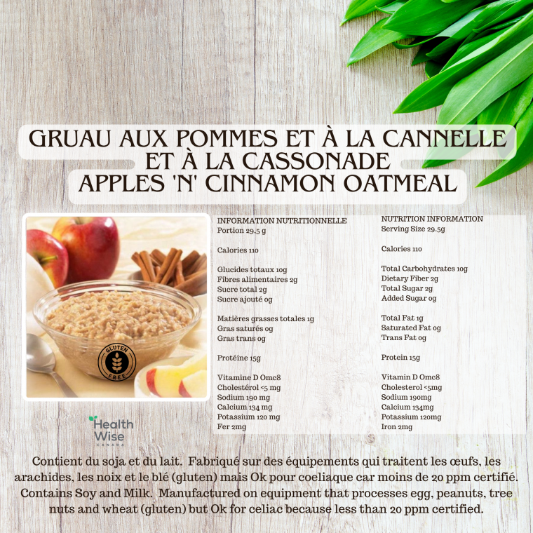 HEALTH WISE - Gruau Pommes et cannelle