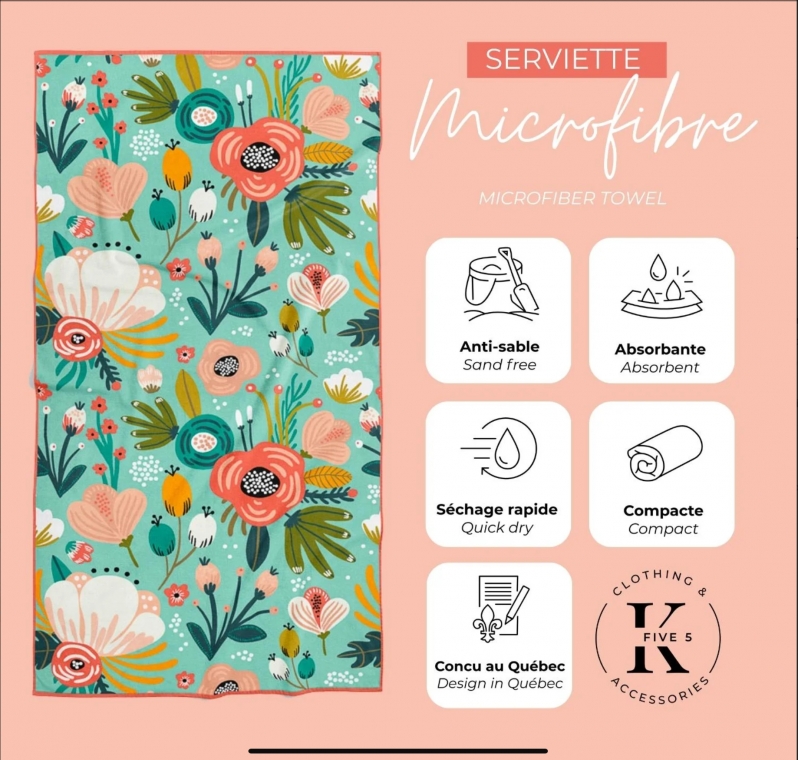 K5 CLOTHING - Serviette microfibre – Bouquet de fleur