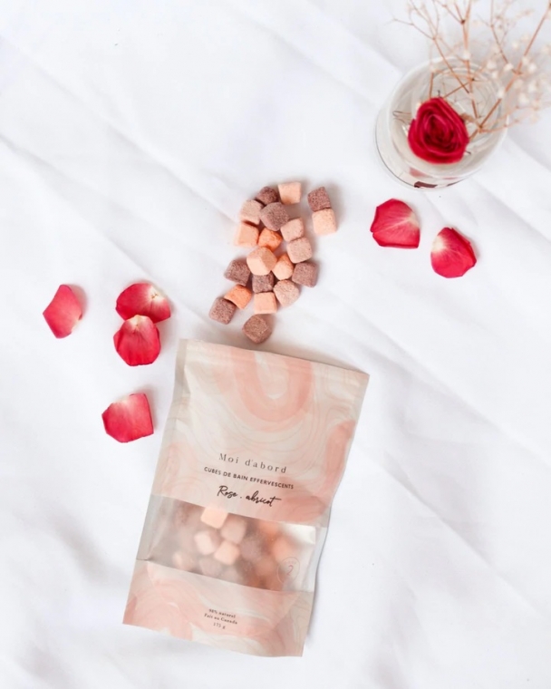 MOI D 'ABORD -  Cubes de bain effervescents - Rose & Abricot