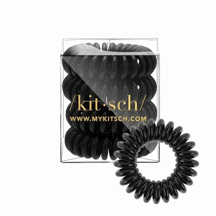 KITSCH - Lot de 5 élastiques à cheveux en spirale - Noir