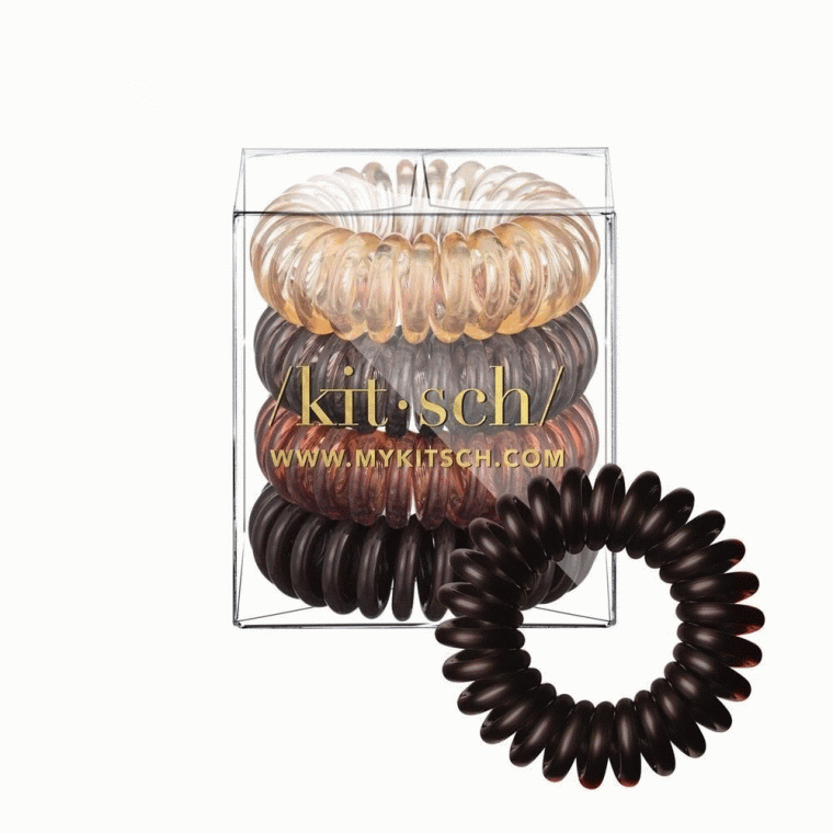 KITSCH - Lot de 4 élastiques à cheveux en spirale - Brune
