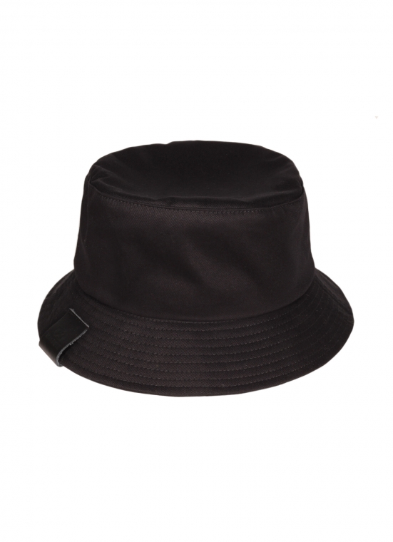 Chapeau « Bucket Hat » Noir – étiquette cuir | Écogriffe