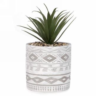 Attitudes - Cactus pot losangé gris & blanc