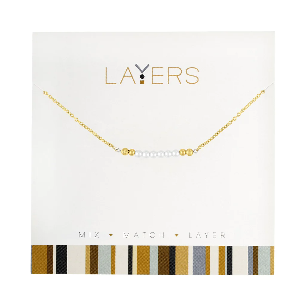 LAYERS - Collier Or - BARRE DE PERLES