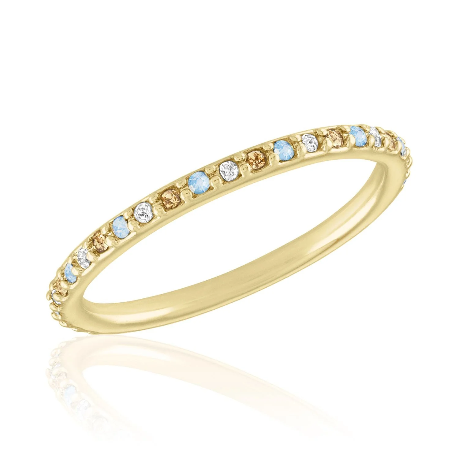 LAYERS - Bague Or - OPALE BLEUE MINCE MULTI PIERRE