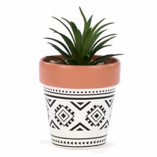 Attitudes - Plante avec pot à motif aztèque